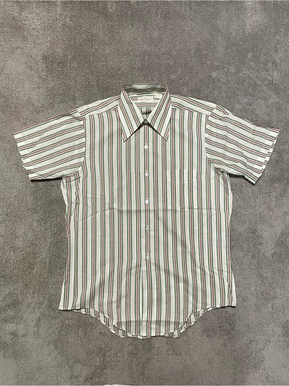 Vintage 90s Marlboro Miles Promo Button Down Shirt Mens S 15 Striped SS NWOT NEW